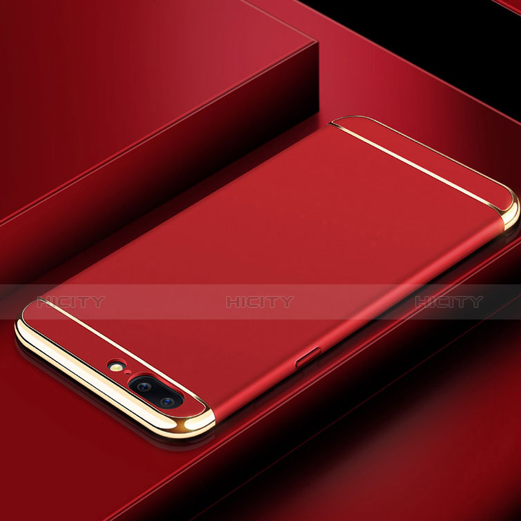 Carcasa Bumper Lujo Marco de Metal y Plastico Funda M01 para OnePlus 5T A5010 Rojo