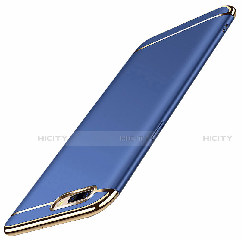 Carcasa Bumper Lujo Marco de Metal y Plastico Funda M01 para Oppo A12e Azul