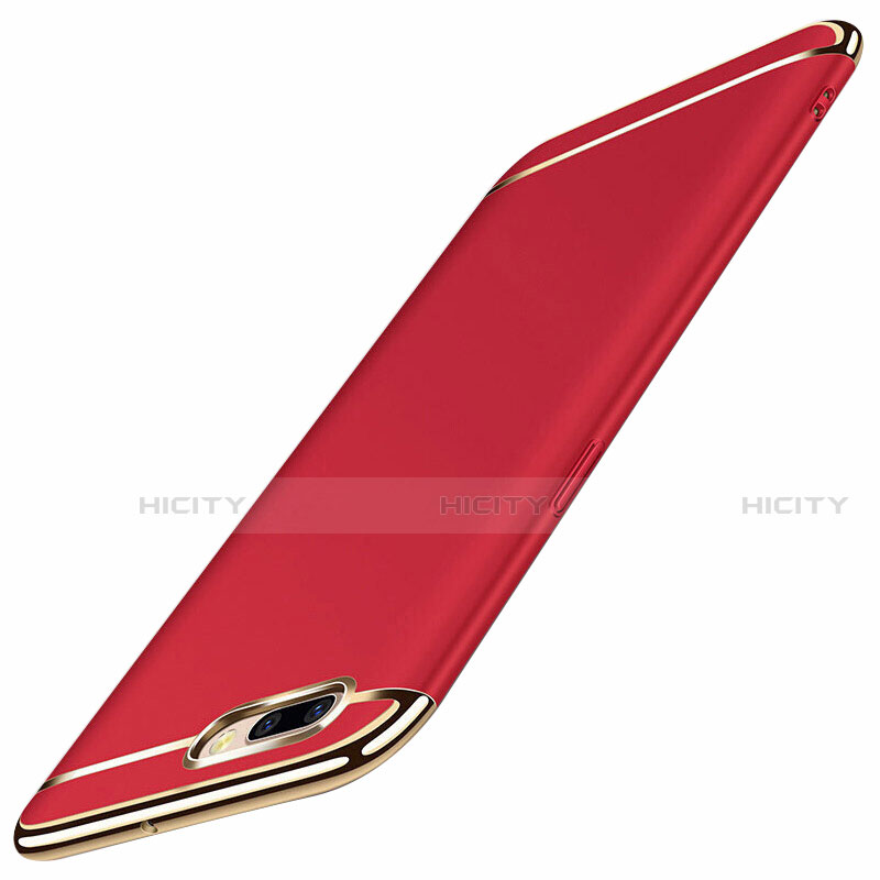 Carcasa Bumper Lujo Marco de Metal y Plastico Funda M01 para Oppo A12e Rojo