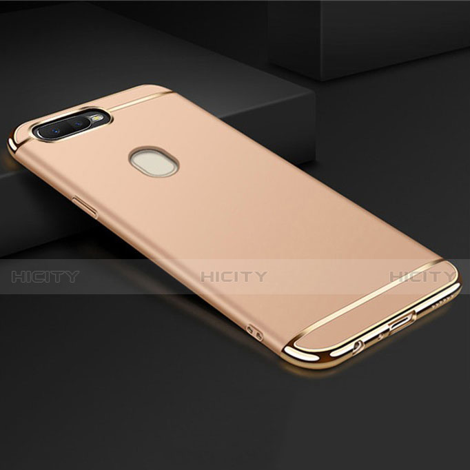 Carcasa Bumper Lujo Marco de Metal y Plastico Funda M01 para Oppo A7 Oro