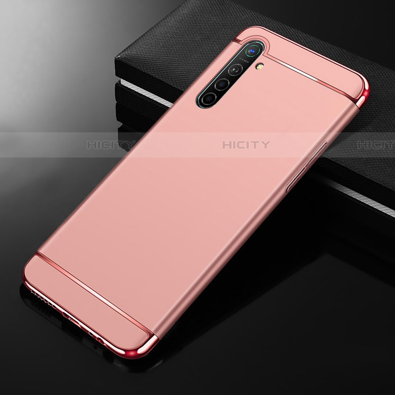 Carcasa Bumper Lujo Marco de Metal y Plastico Funda M01 para Oppo K5 Oro Rosa