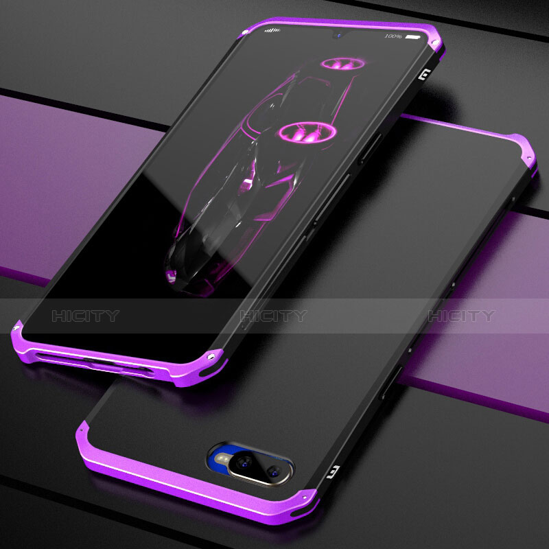 Carcasa Bumper Lujo Marco de Metal y Plastico Funda M01 para Oppo R17 Neo Morado