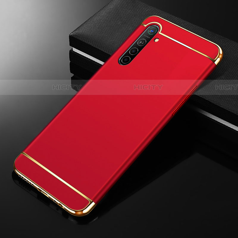 Carcasa Bumper Lujo Marco de Metal y Plastico Funda M01 para Realme X2 Rojo