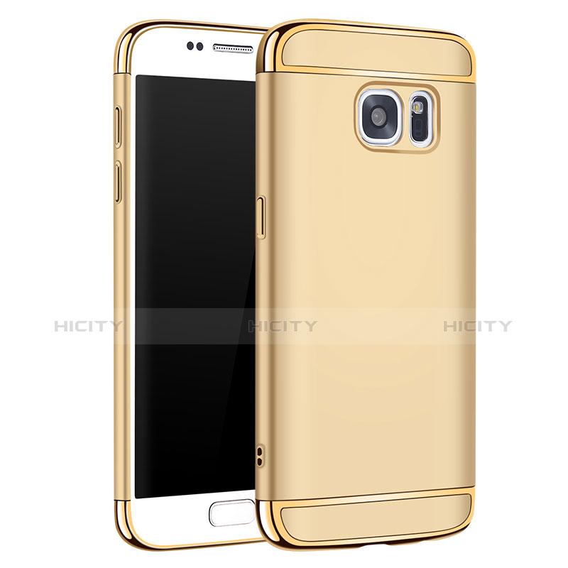 Carcasa Bumper Lujo Marco de Metal y Plastico Funda M01 para Samsung Galaxy S7 G930F G930FD Oro