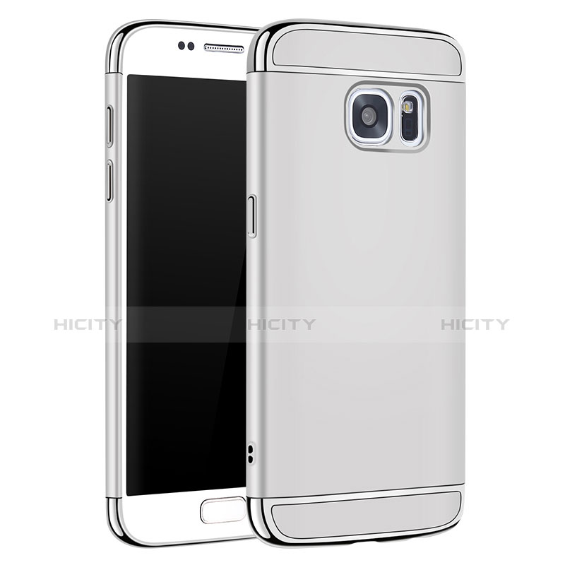 Carcasa Bumper Lujo Marco de Metal y Plastico Funda M01 para Samsung Galaxy S7 G930F G930FD Plata