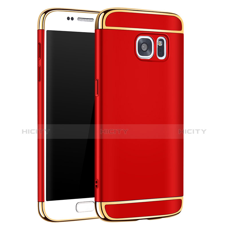 Carcasa Bumper Lujo Marco de Metal y Plastico Funda M01 para Samsung Galaxy S7 G930F G930FD Rojo