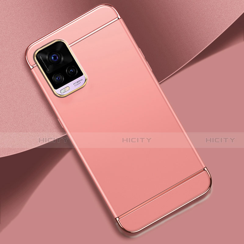 Carcasa Bumper Lujo Marco de Metal y Plastico Funda M01 para Vivo V20 Pro 5G Oro Rosa