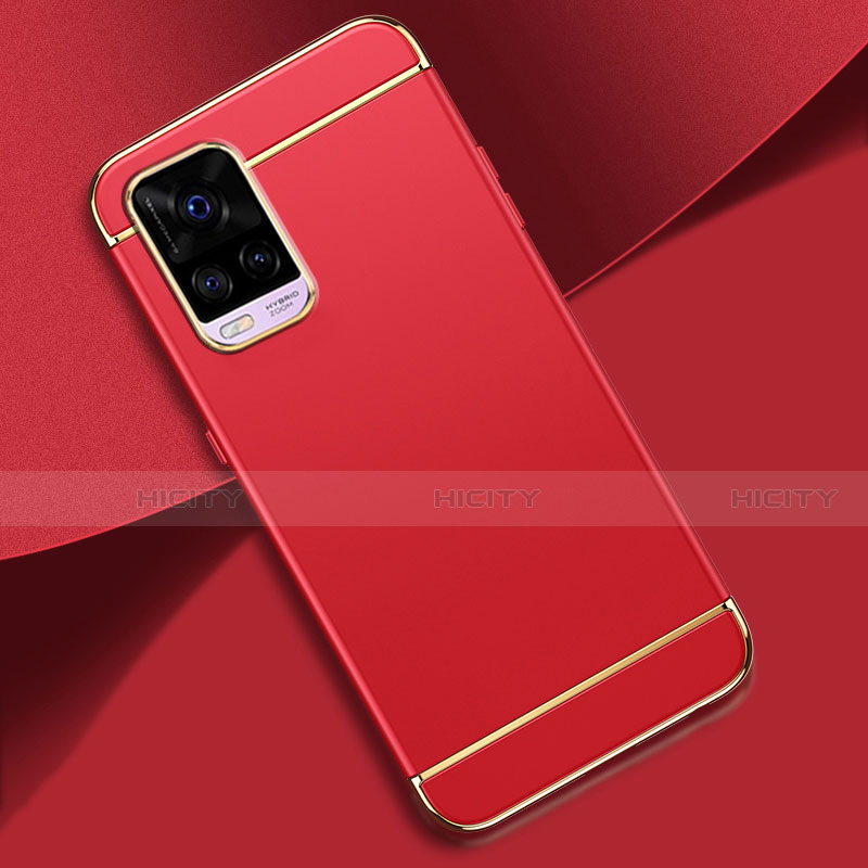 Carcasa Bumper Lujo Marco de Metal y Plastico Funda M01 para Vivo V20 Pro 5G Rojo