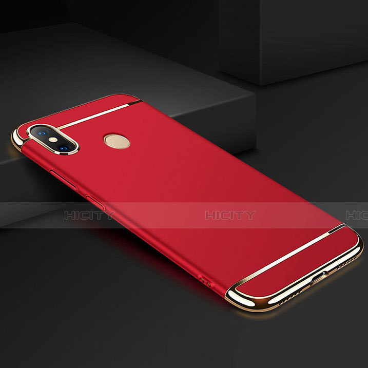 Carcasa Bumper Lujo Marco de Metal y Plastico Funda M01 para Xiaomi Mi Max 3 Rojo