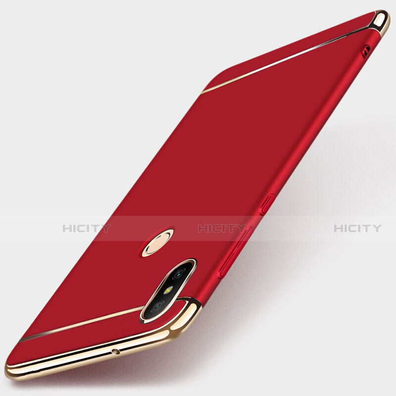 Carcasa Bumper Lujo Marco de Metal y Plastico Funda M01 para Xiaomi Redmi 6 Pro Rojo