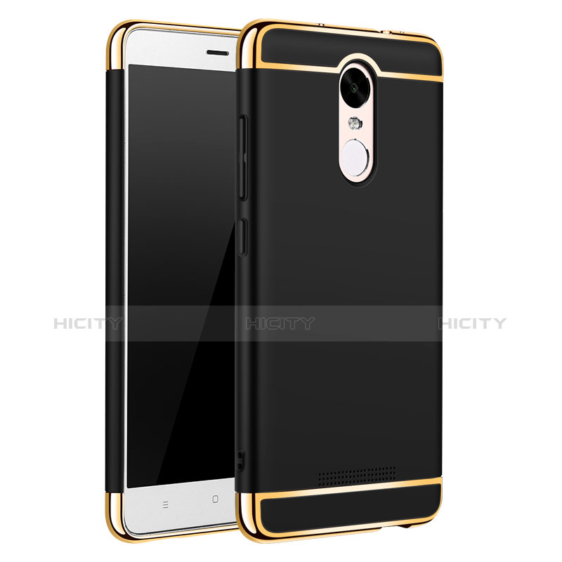 Carcasa Bumper Lujo Marco de Metal y Plastico Funda M01 para Xiaomi Redmi Note 3 MediaTek Negro