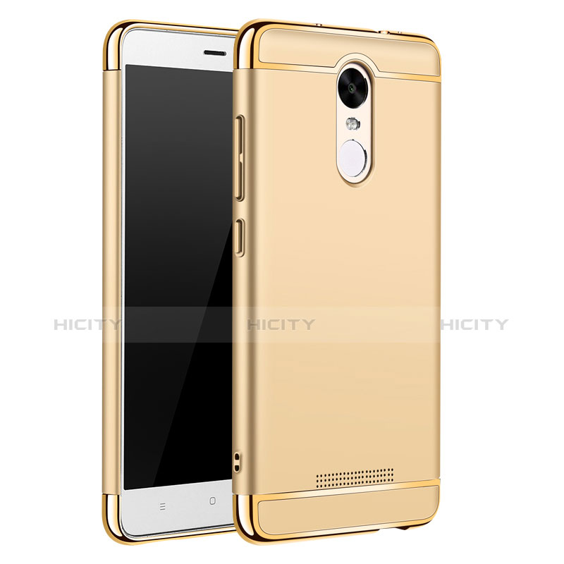 Carcasa Bumper Lujo Marco de Metal y Plastico Funda M01 para Xiaomi Redmi Note 3 MediaTek Oro