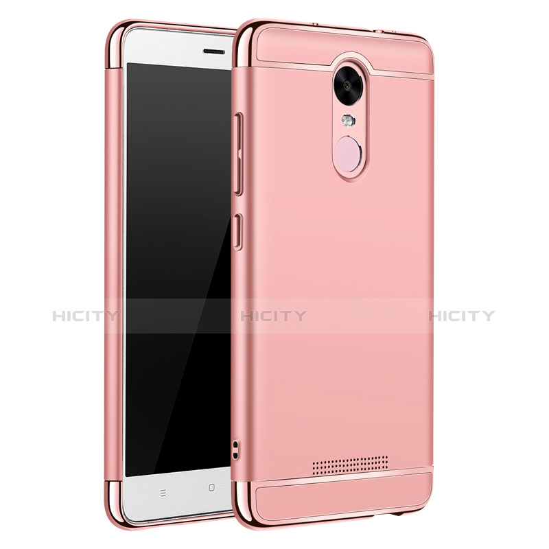 Carcasa Bumper Lujo Marco de Metal y Plastico Funda M01 para Xiaomi Redmi Note 3 MediaTek Oro Rosa