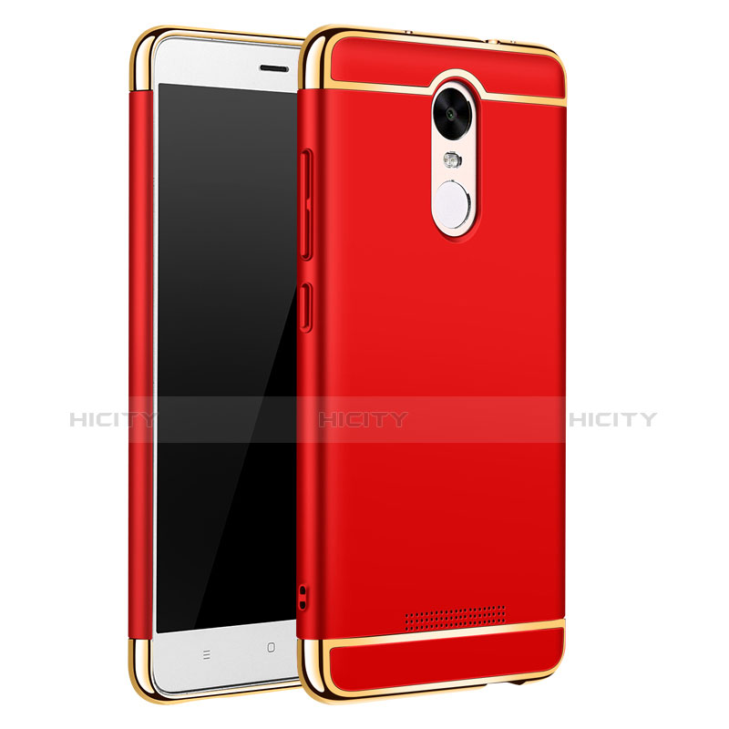 Carcasa Bumper Lujo Marco de Metal y Plastico Funda M01 para Xiaomi Redmi Note 3 MediaTek Rojo