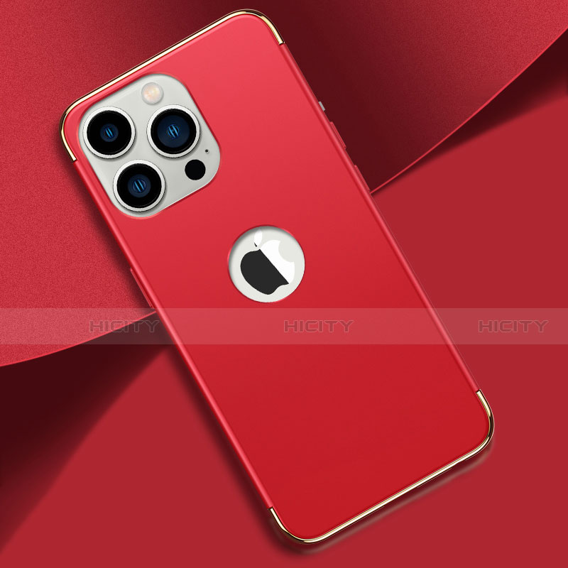 Carcasa Bumper Lujo Marco de Metal y Plastico Funda M02 para Apple iPhone 14 Pro Max Rojo