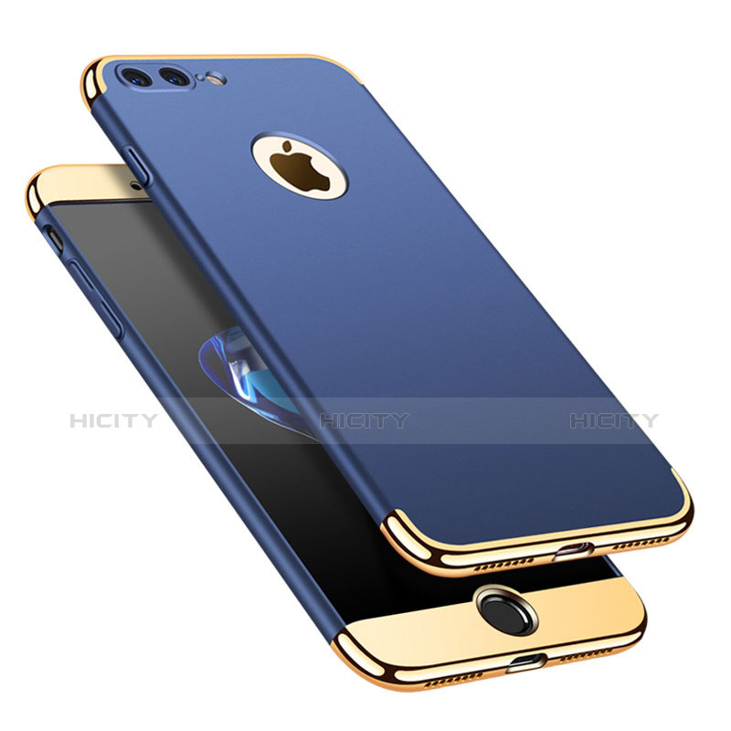 Carcasa Bumper Lujo Marco de Metal y Plastico Funda M02 para Apple iPhone 7 Plus Azul