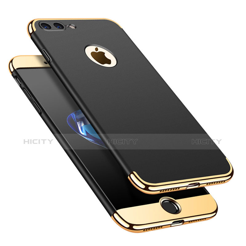 Carcasa Bumper Lujo Marco de Metal y Plastico Funda M02 para Apple iPhone 7 Plus Negro