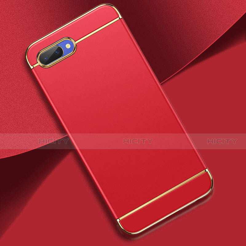 Carcasa Bumper Lujo Marco de Metal y Plastico Funda M02 para Oppo A12e Rojo