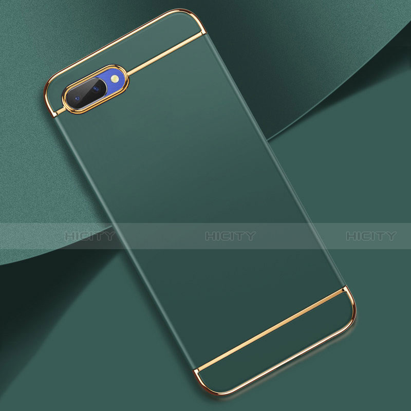 Carcasa Bumper Lujo Marco de Metal y Plastico Funda M02 para Oppo A12e Verde Noche