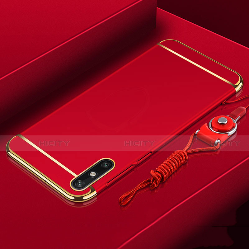 Carcasa Bumper Lujo Marco de Metal y Plastico Funda M03 para Huawei Enjoy 10e Rojo