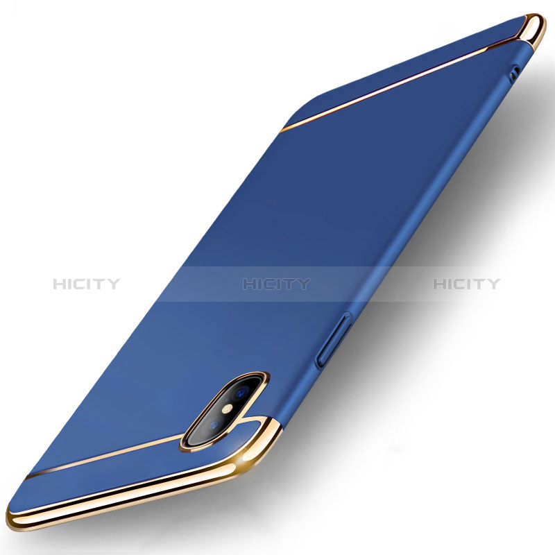 Carcasa Bumper Lujo Marco de Metal y Plastico Funda M05 para Apple iPhone Xs Max Azul