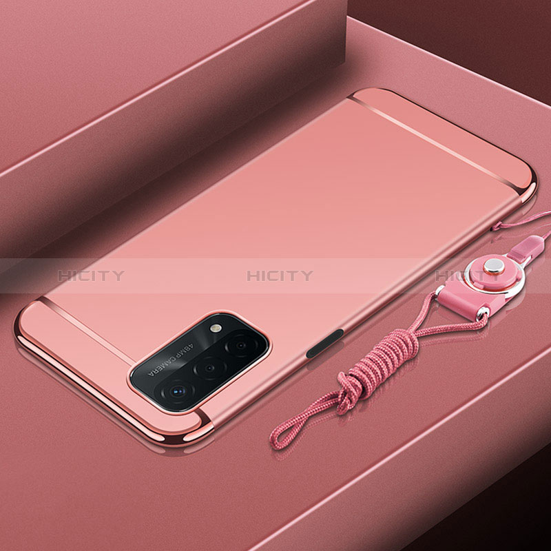 Carcasa Bumper Lujo Marco de Metal y Plastico Funda P01 para Oppo A54 5G Oro Rosa