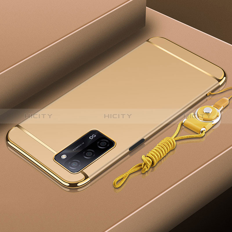 Carcasa Bumper Lujo Marco de Metal y Plastico Funda P01 para Oppo A56 5G Oro