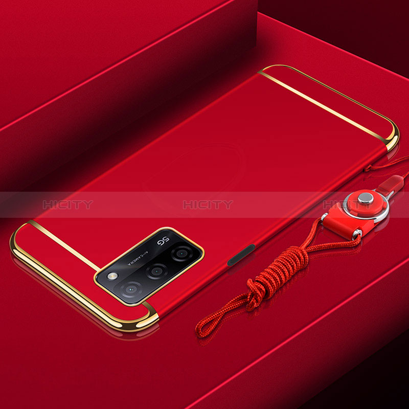 Carcasa Bumper Lujo Marco de Metal y Plastico Funda P01 para Oppo A56 5G Rojo