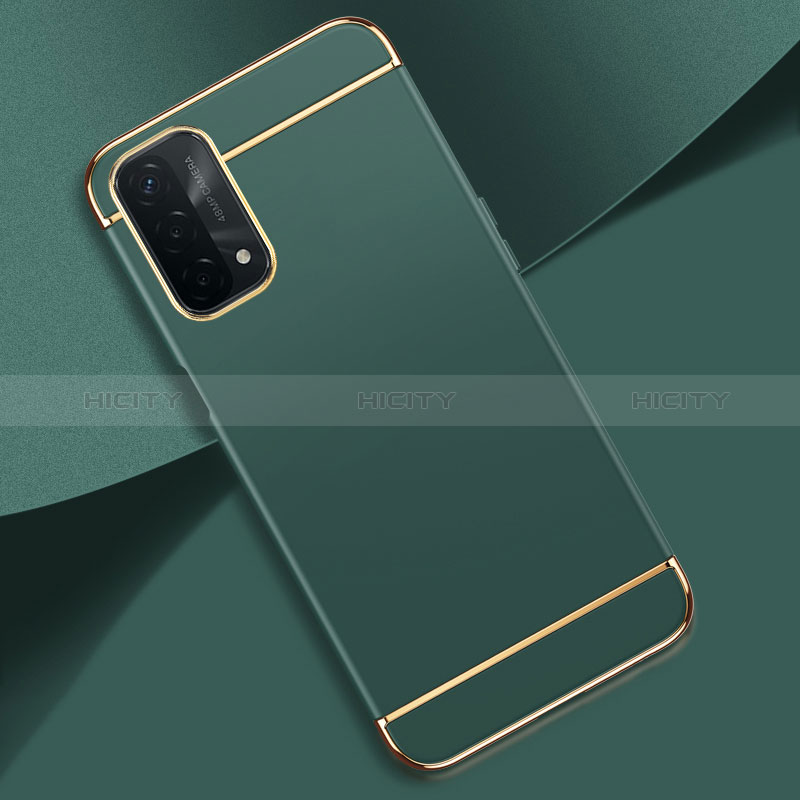 Carcasa Bumper Lujo Marco de Metal y Plastico Funda P02 para Oppo A54 5G Verde Noche