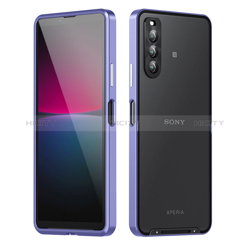 Carcasa Bumper Lujo Marco de Metal y Plastico Funda para Sony Xperia 10 IV Morado