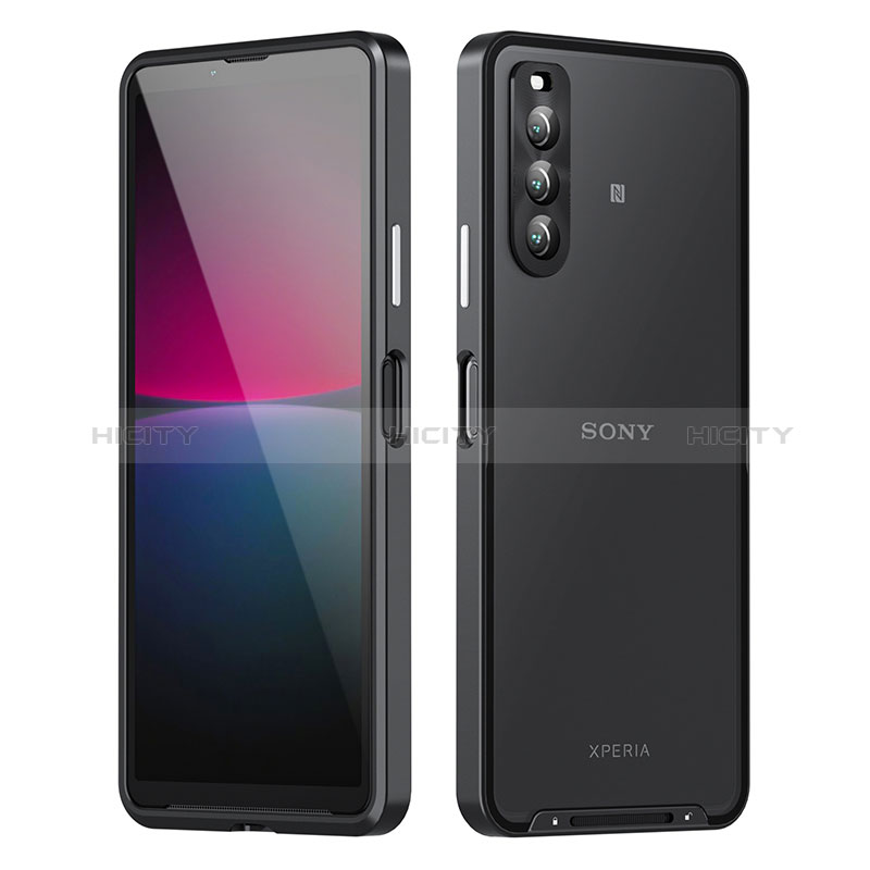 Carcasa Bumper Lujo Marco de Metal y Plastico Funda para Sony Xperia 5 IV Negro