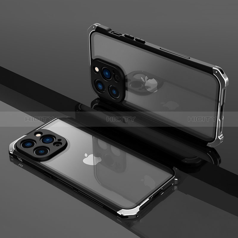 Carcasa Bumper Lujo Marco de Metal y Plastico Funda SQ1 para Apple iPhone 13 Pro Max