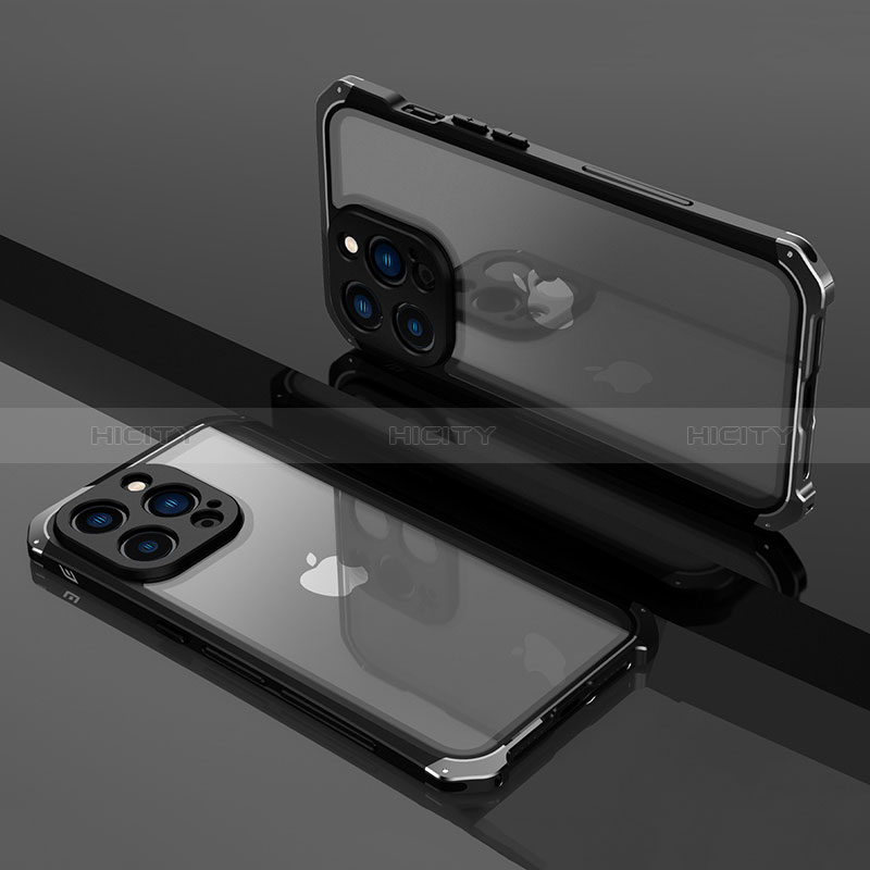 Carcasa Bumper Lujo Marco de Metal y Plastico Funda SQ1 para Apple iPhone 13 Pro Max