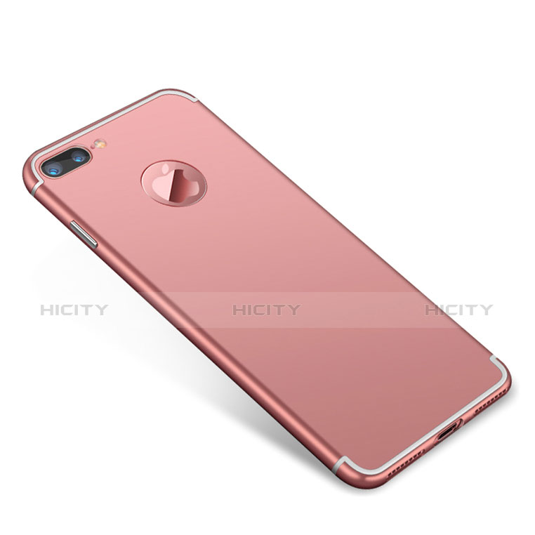 Carcasa Bumper Lujo Marco de Metal y Plastico Funda T01 para Apple iPhone 7 Plus Oro Rosa