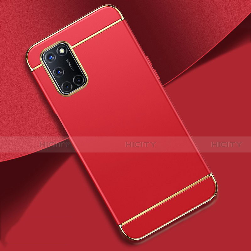 Carcasa Bumper Lujo Marco de Metal y Plastico Funda T01 para Oppo A72 Rojo