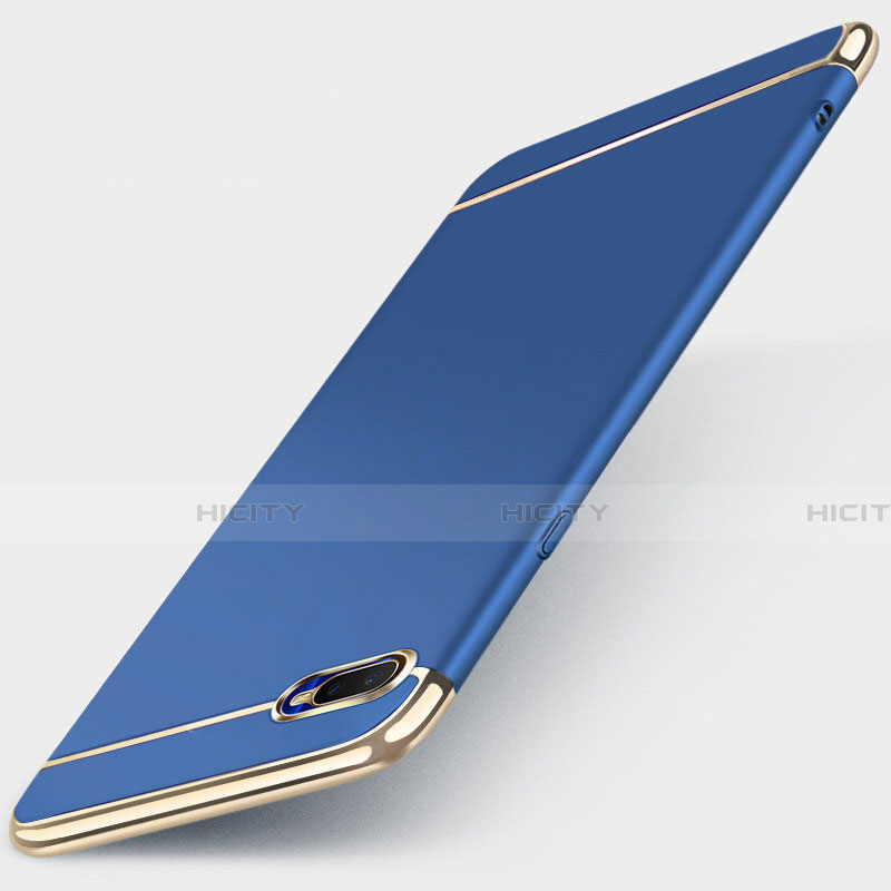 Carcasa Bumper Lujo Marco de Metal y Plastico Funda T01 para Oppo R15X Azul