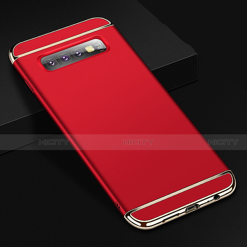 Carcasa Bumper Lujo Marco de Metal y Plastico Funda T01 para Samsung Galaxy S10 Rojo