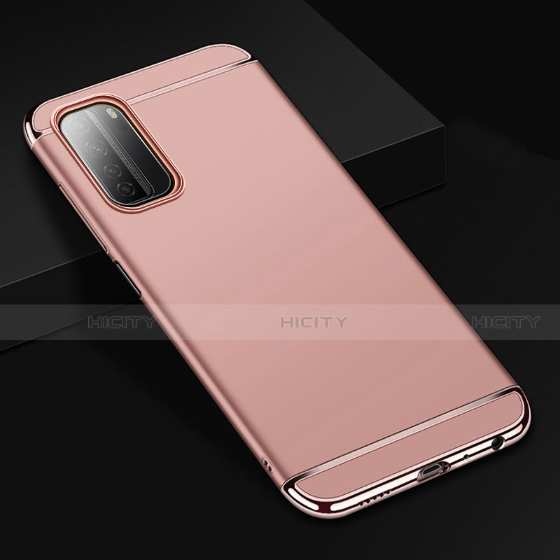 Carcasa Bumper Lujo Marco de Metal y Plastico Funda T02 para Huawei Nova 7 SE 5G Oro Rosa