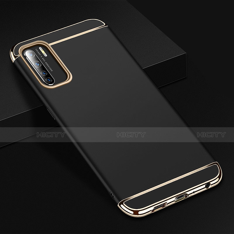 Carcasa Bumper Lujo Marco de Metal y Plastico Funda T02 para Oppo F15 Negro