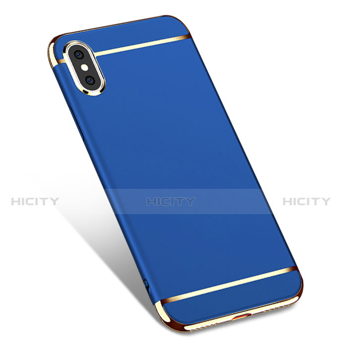 Carcasa Bumper Lujo Marco de Metal y Plastico M01 para Apple iPhone X Azul