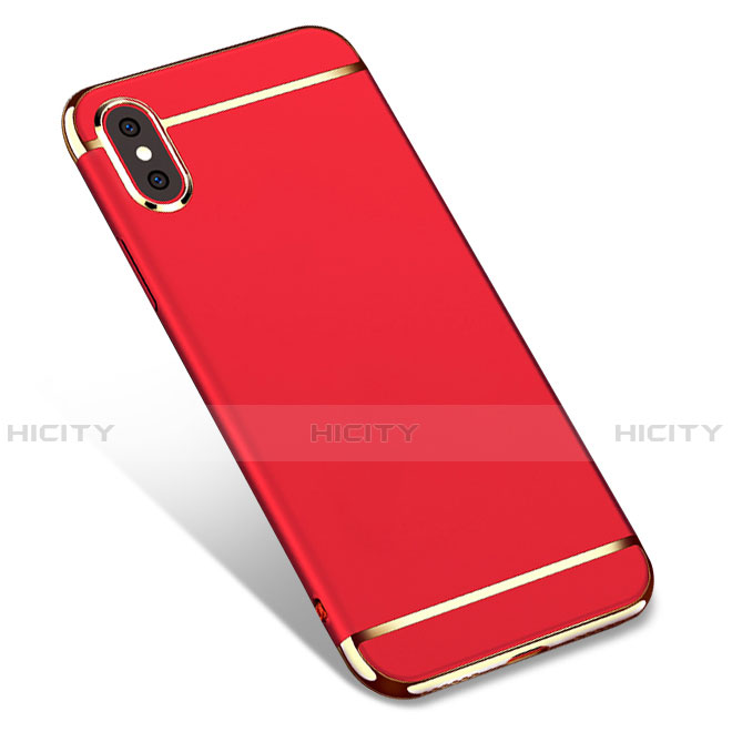 Carcasa Bumper Lujo Marco de Metal y Plastico M01 para Apple iPhone X Rojo