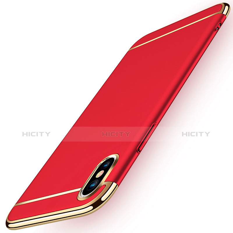 Carcasa Bumper Lujo Marco de Metal y Plastico M01 para Apple iPhone X Rojo