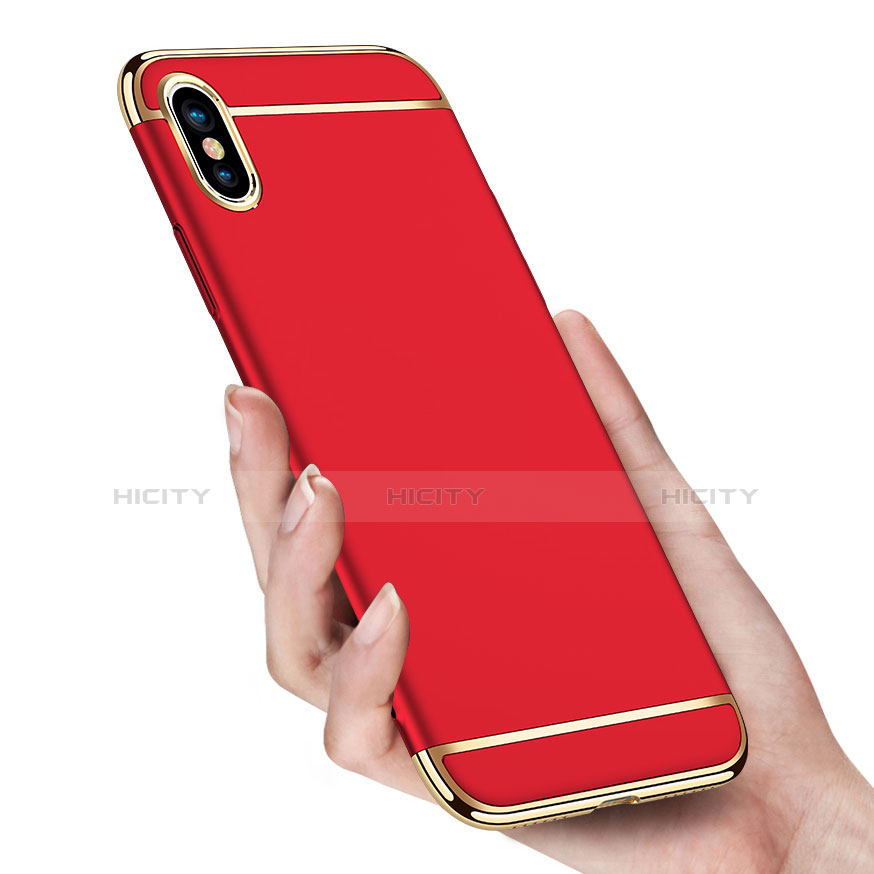 Carcasa Bumper Lujo Marco de Metal y Plastico M01 para Apple iPhone X Rojo