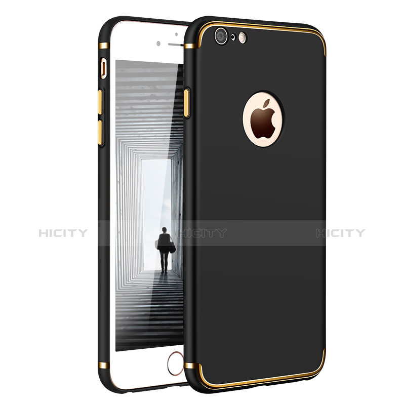 Carcasa Bumper Lujo Marco de Metal y Plastico M02 para Apple iPhone 6 Negro