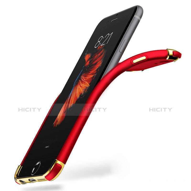 Carcasa Bumper Lujo Marco de Metal y Plastico M06 para Apple iPhone 6S Rojo