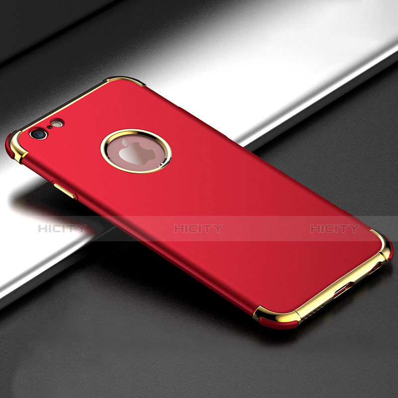 Carcasa Bumper Lujo Marco de Metal y Plastico M06 para Apple iPhone 6S Rojo