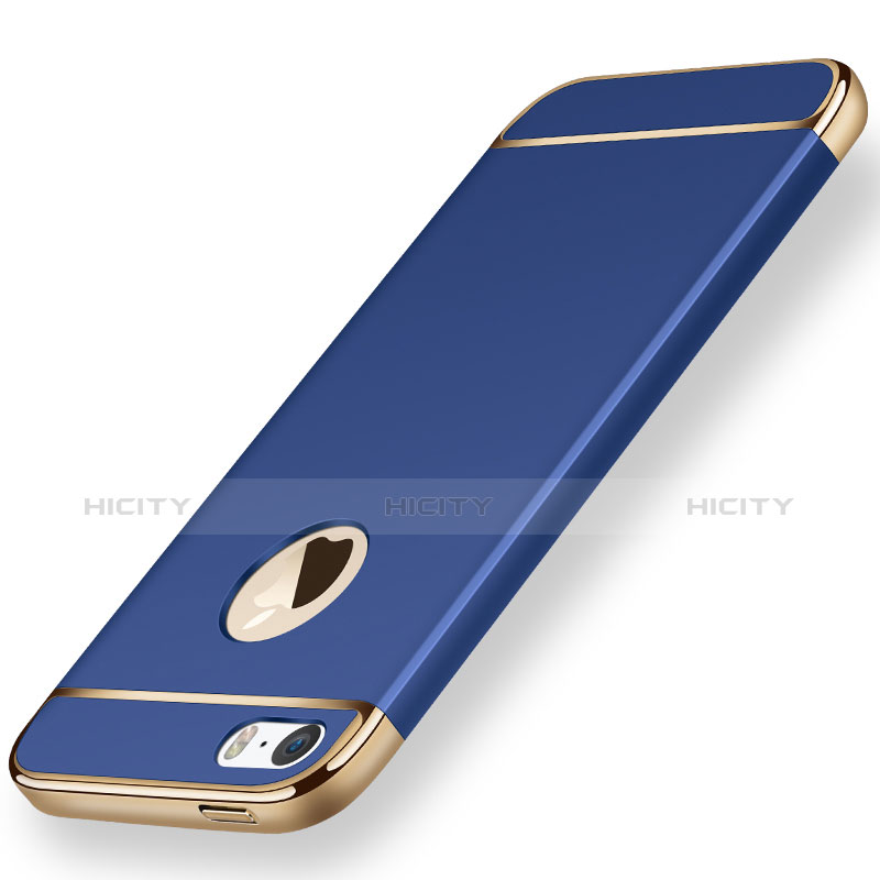 Carcasa Bumper Lujo Marco de Metal y Plastico para Apple iPhone 5S Azul