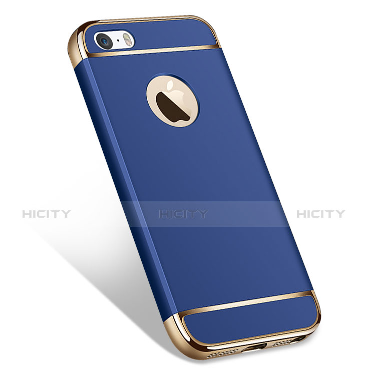 Carcasa Bumper Lujo Marco de Metal y Plastico para Apple iPhone 5S Azul