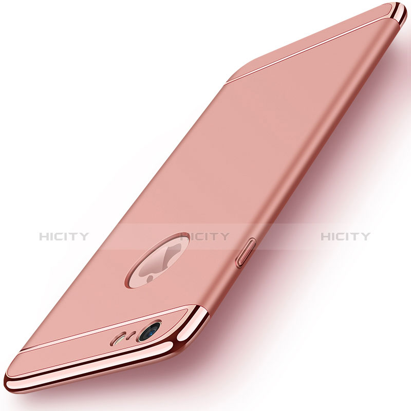 Carcasa Bumper Lujo Marco de Metal y Plastico para Apple iPhone 6 Oro Rosa