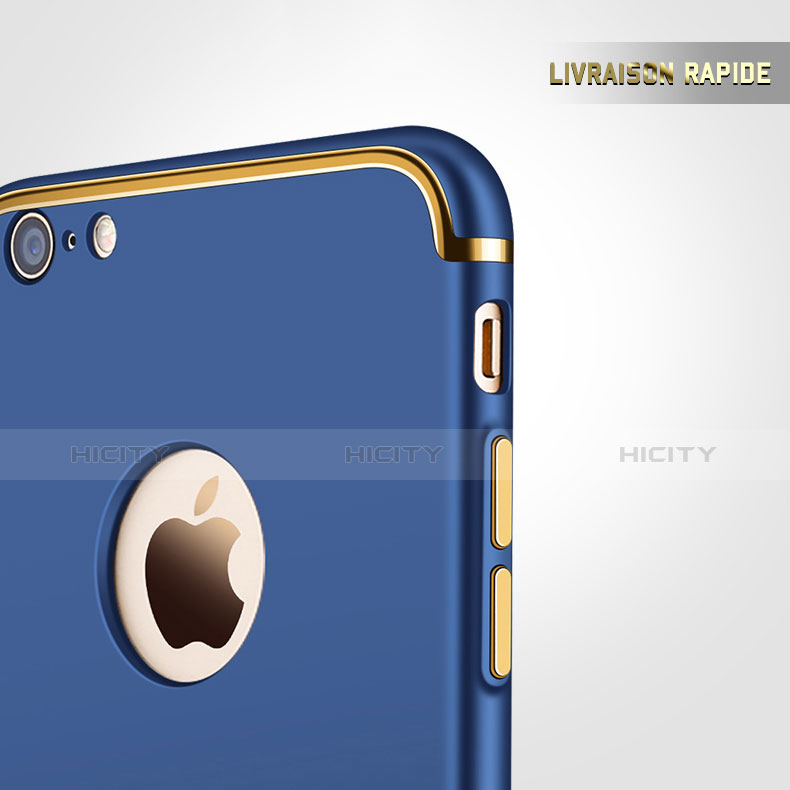 Carcasa Bumper Lujo Marco de Metal y Plastico para Apple iPhone 6 Plus Azul